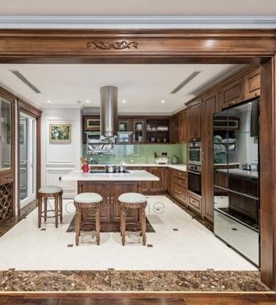  Mẫu tủ bếp gỗ óc chó Mh001